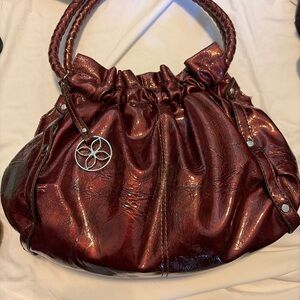 Relic Metallic Burgundy Braided Handle Hobo Bag